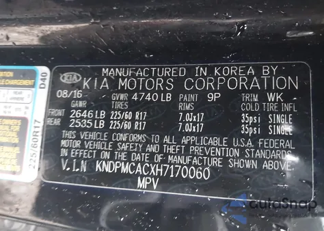 2017 Kia Sportage Lx z USA, uszkodzony, nr VIN KNDPMCACXH7170060